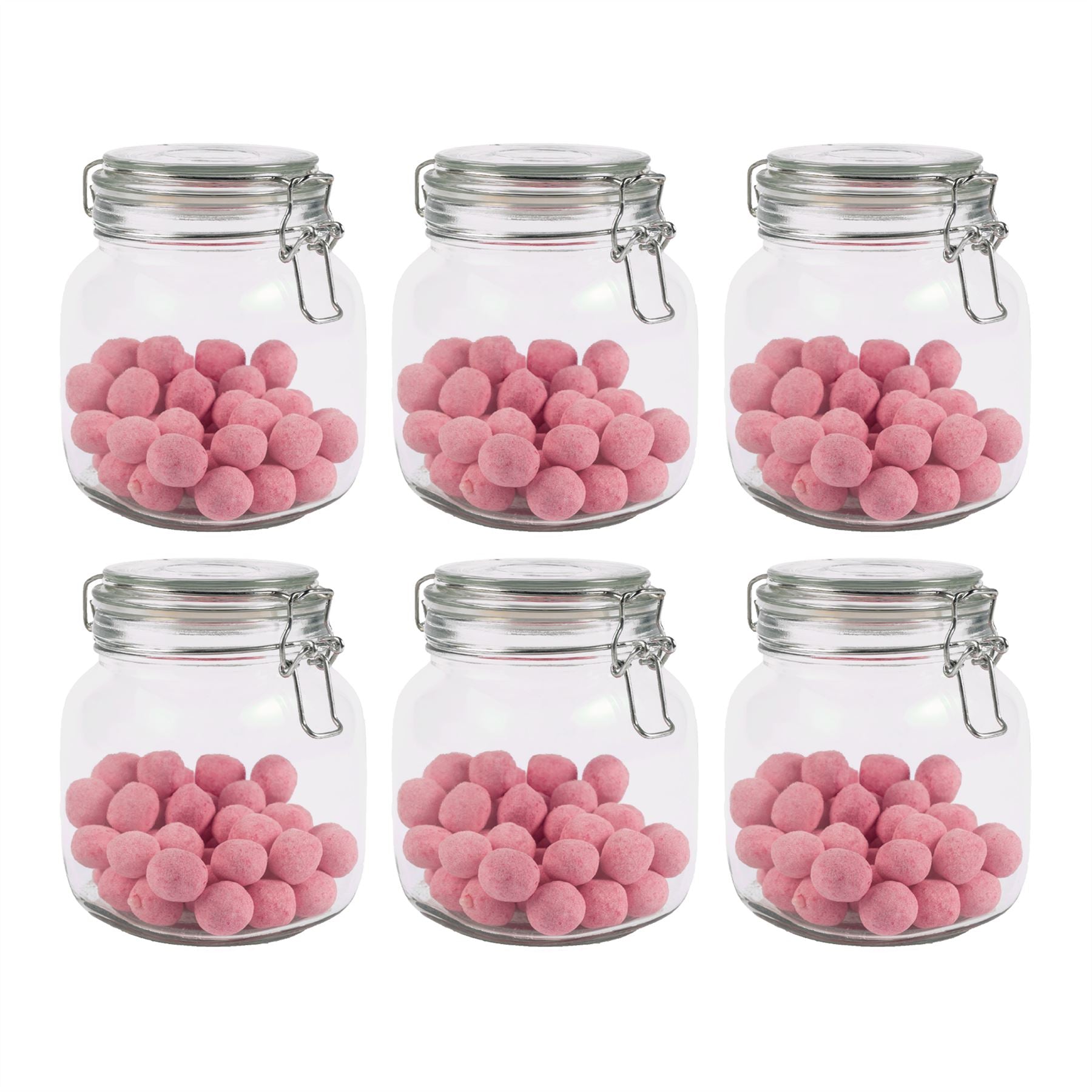 1L Glass Storage Jars with Clip Top Lid - Set of 6 | M&W	