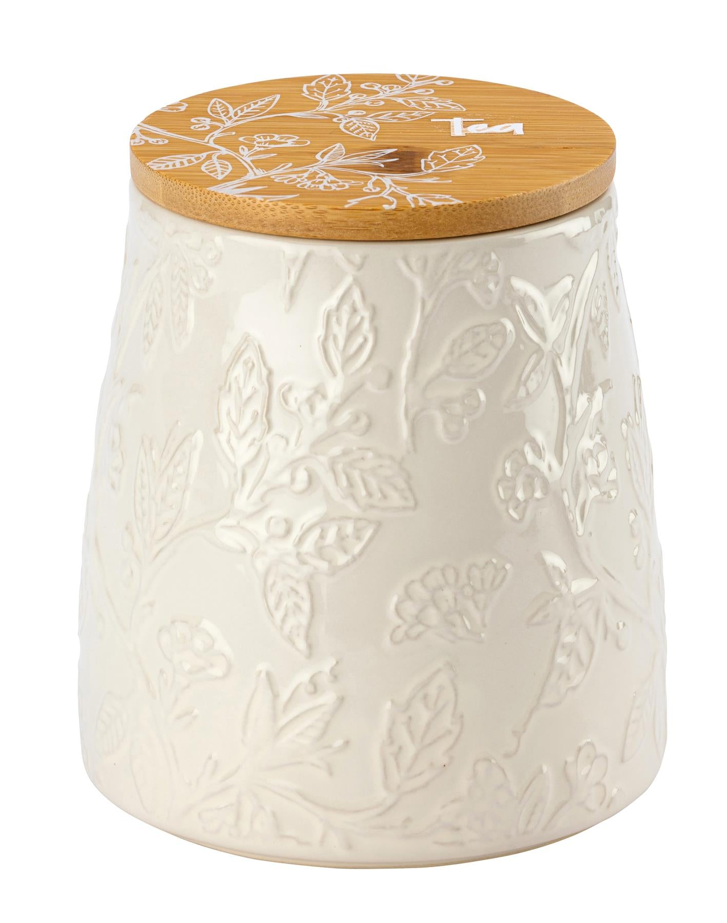 Fieldview Farm Embossed Tea Canister - Bamboo Lid
