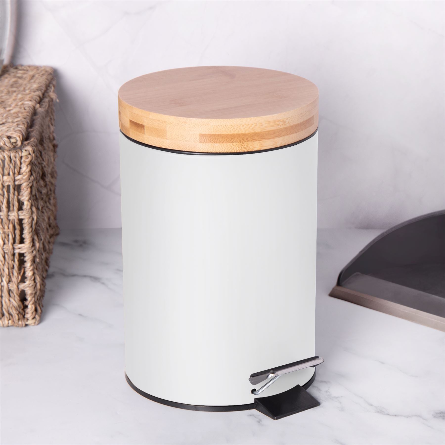 Bathroom Bin with Bamboo Lid 3L | M&W	