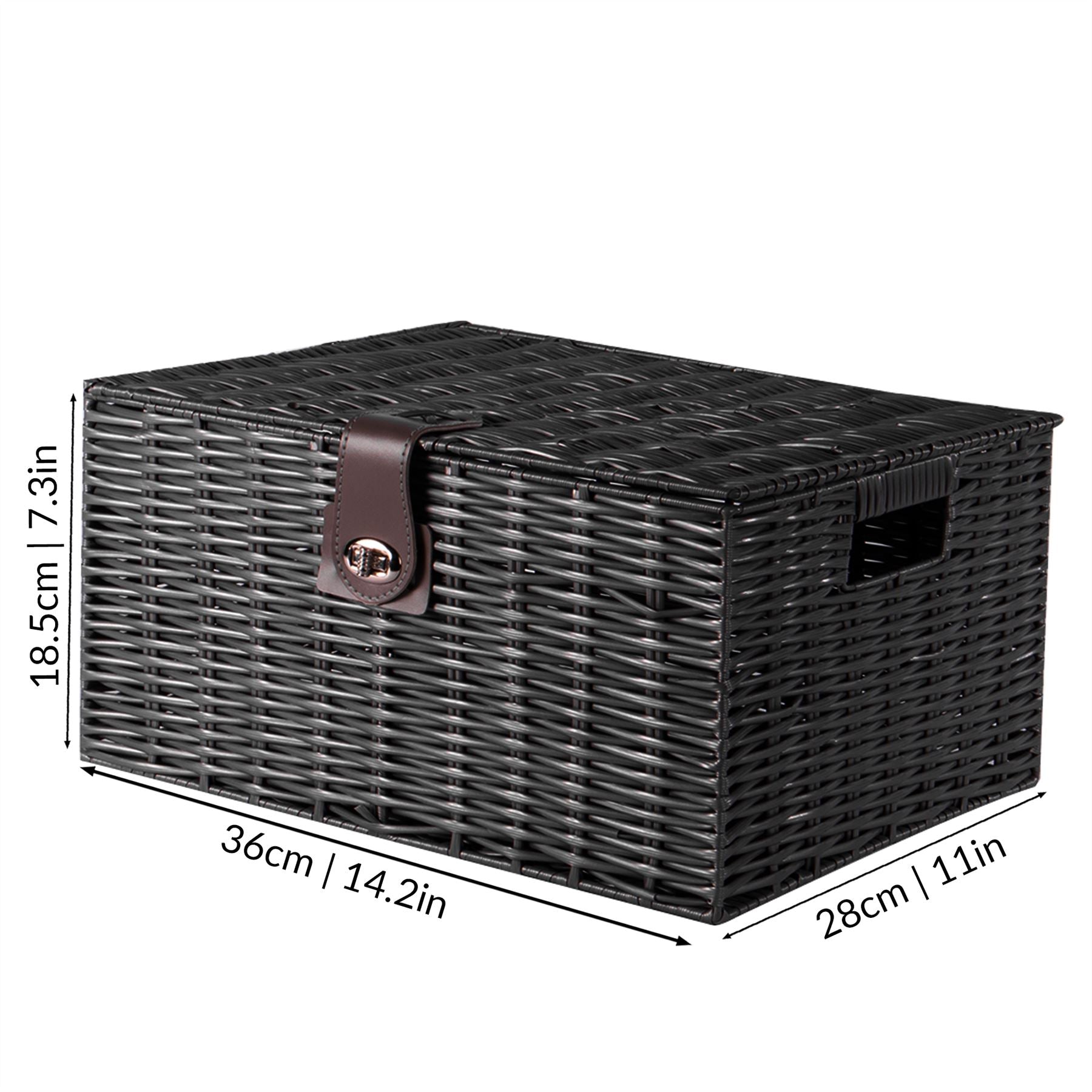 Resin Woven Storage Baskets - Set of 3 Black | M&W	
