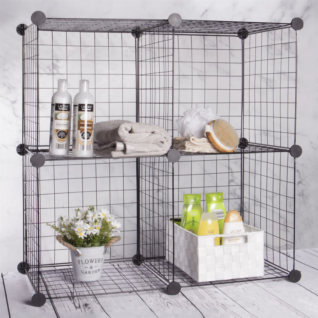 4 Cube Wire Storage Shelves Black | Pukkr