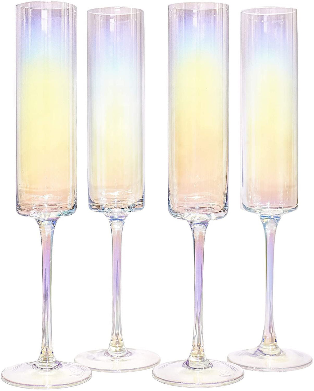Edge Champagne Flutes - Set of 4 Iridescent | M&W	