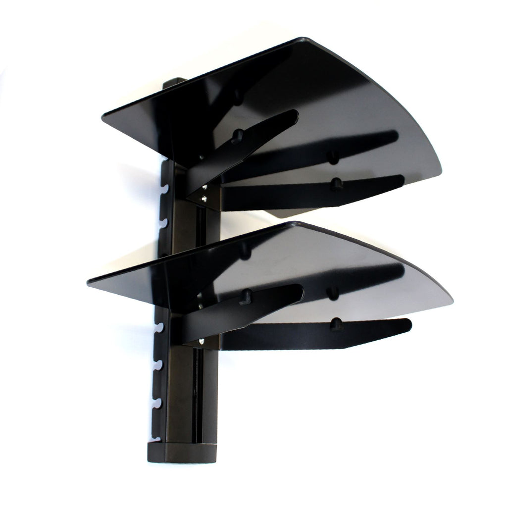 Tempered Black Glass Floating Shelf 2 Tier | M&W	