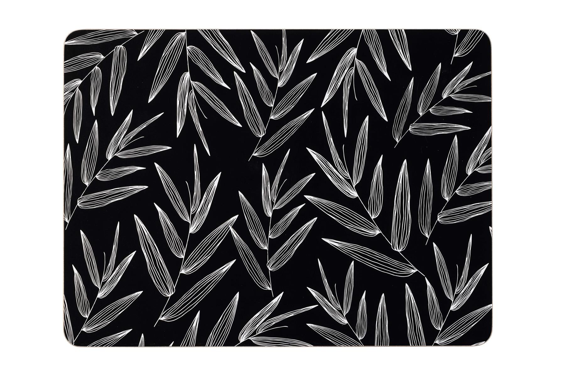 Black and White Leaf Set Of 4 Placemats