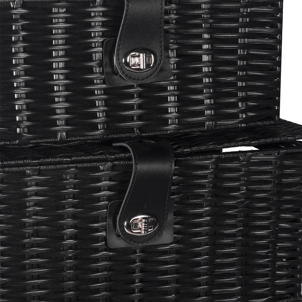 Resin Woven Storage Baskets - Set of 3 Black | M&W