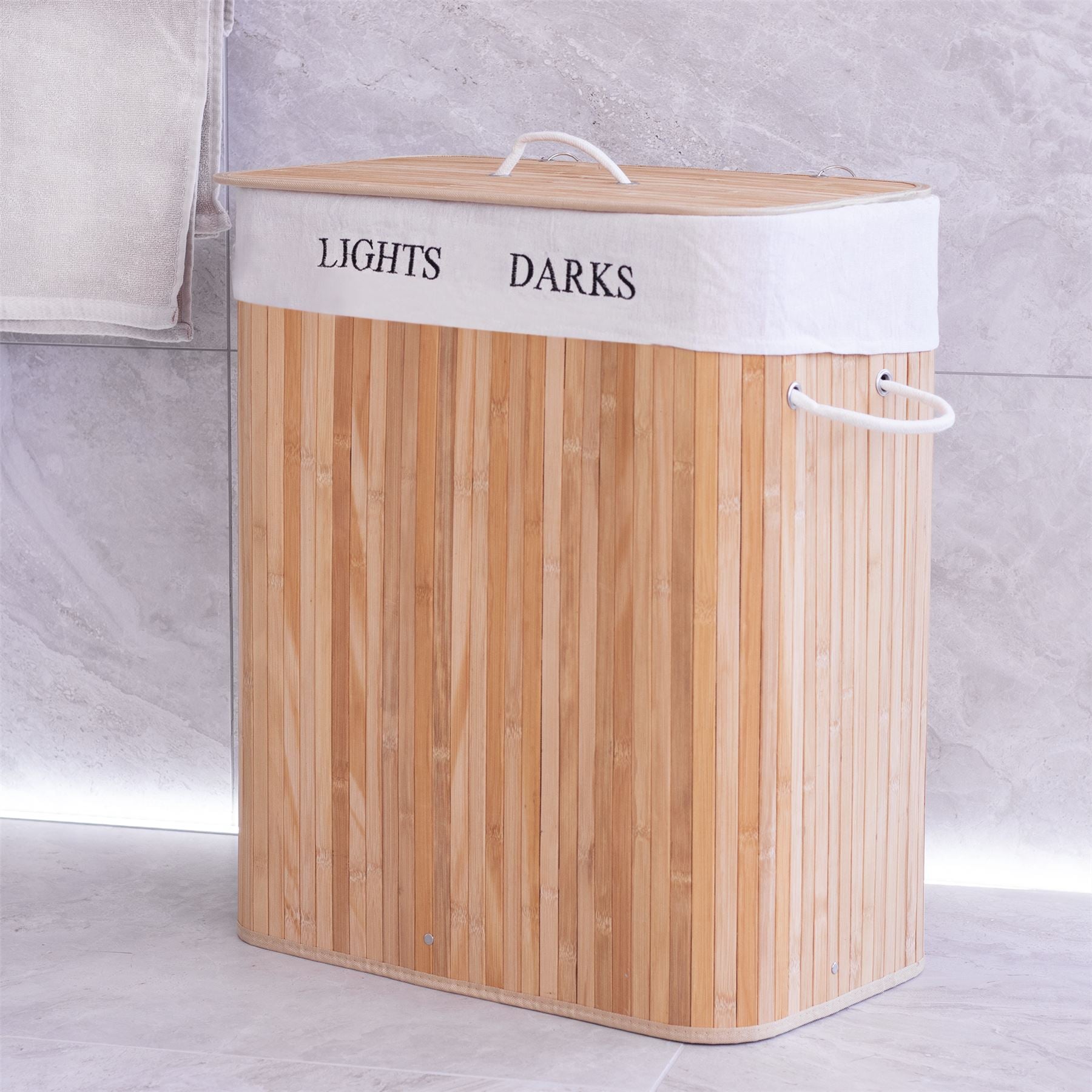 Light & Dark Bamboo Laundry Hamper Basket | M&W	