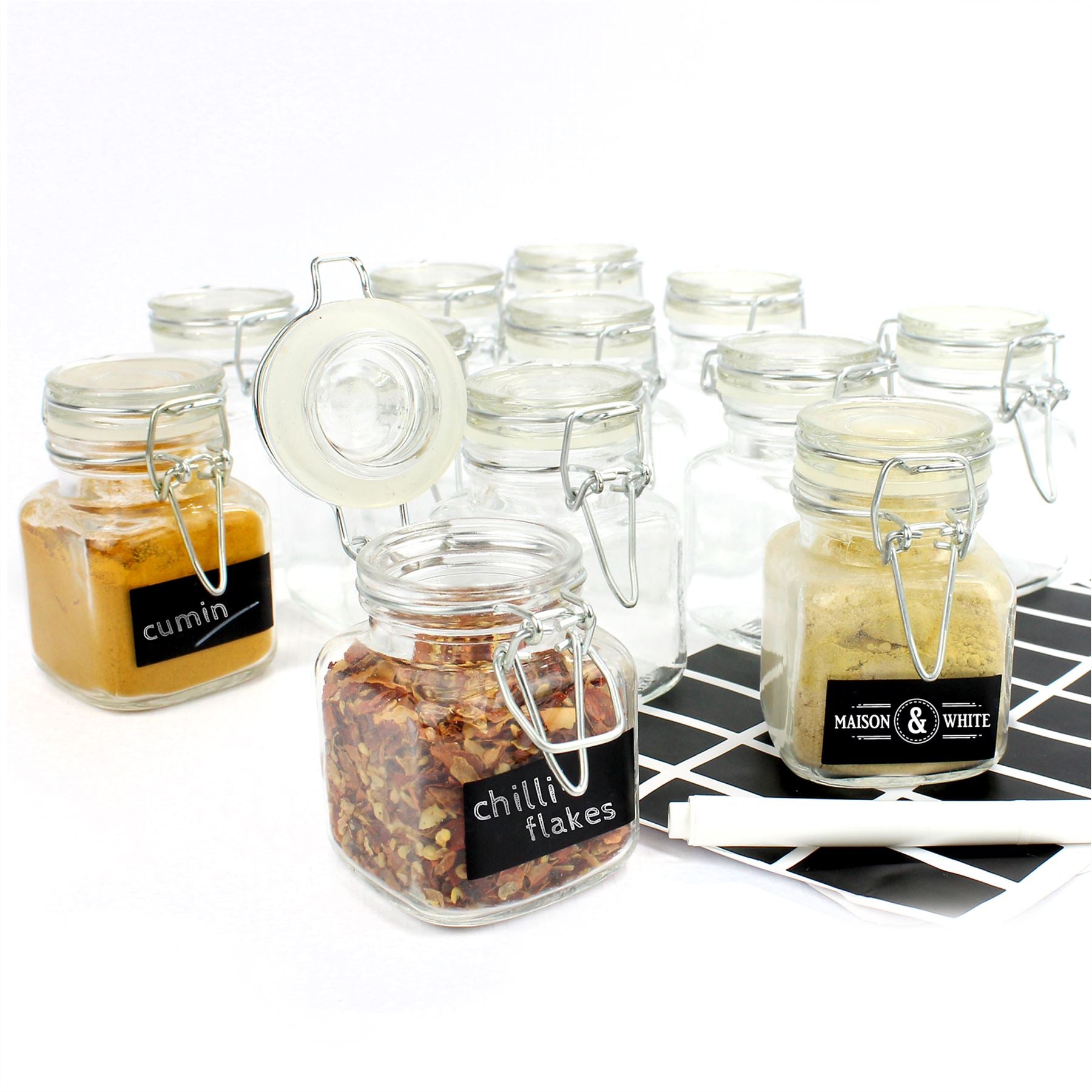 Mini Glass Spice Jars - Pack of 12 | M&W	