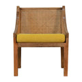 Artisan Mustard Cotton Velvet Rattan Chair