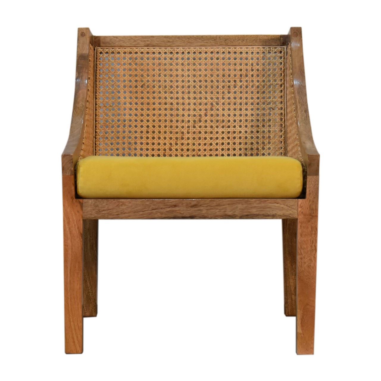 Artisan Mustard Cotton Velvet Rattan Chair