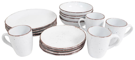 16 Piece Speckled White Dinner Set | M&W