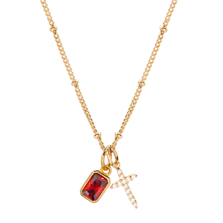 Birthstone Cross Necklace