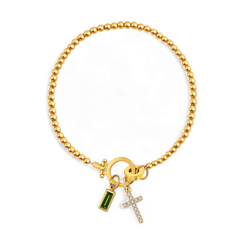 Cross Birthstone Bracelet