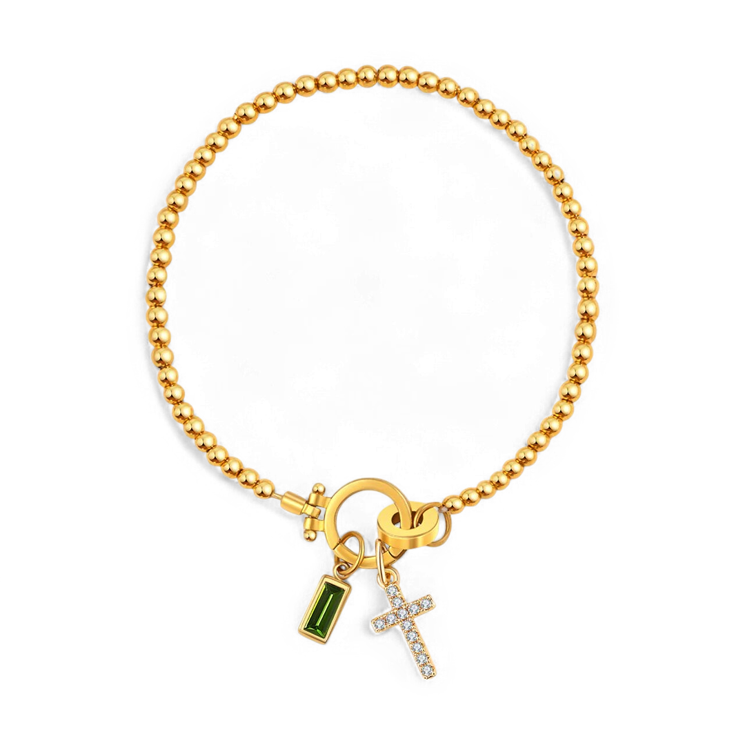 Cross Birthstone Bracelet