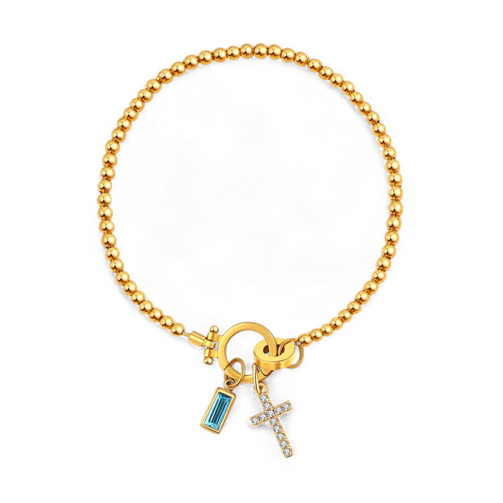 Cross Birthstone Bracelet