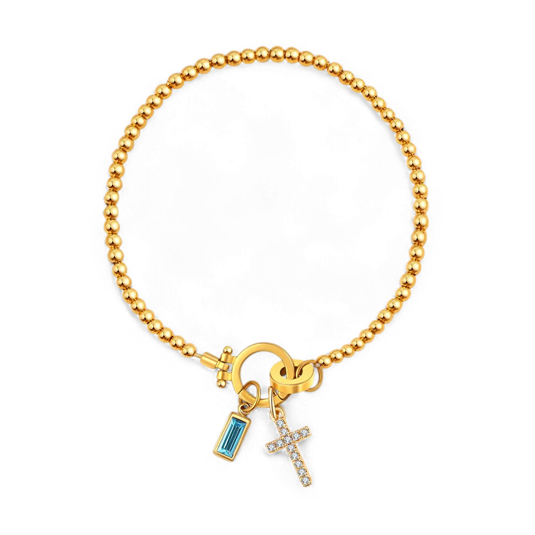 Cross Birthstone Bracelet