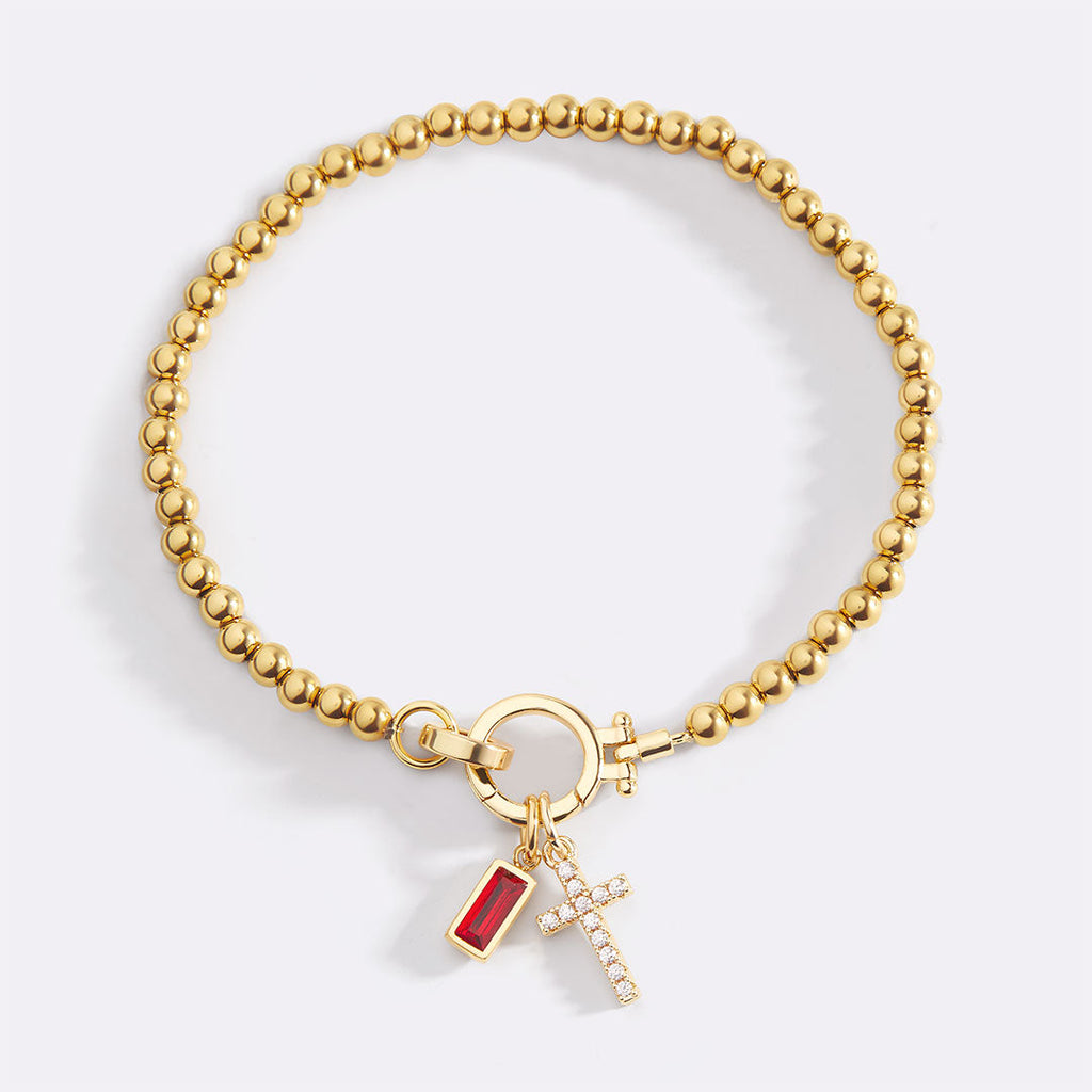 Cross Birthstone Bracelet