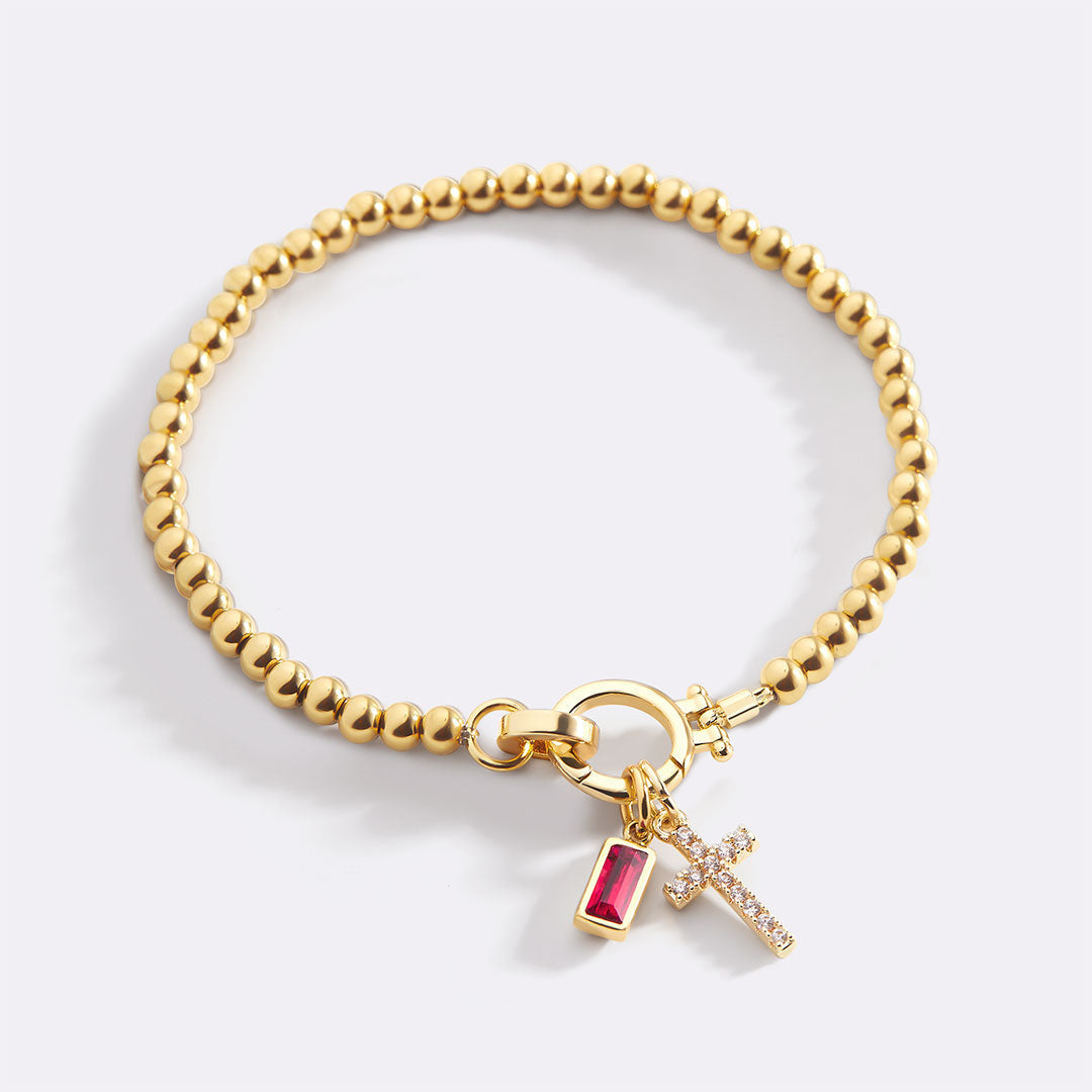 Cross Birthstone Bracelet