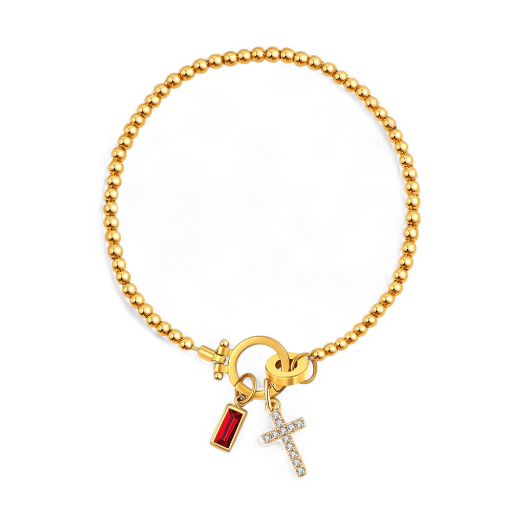 Cross Birthstone Bracelet