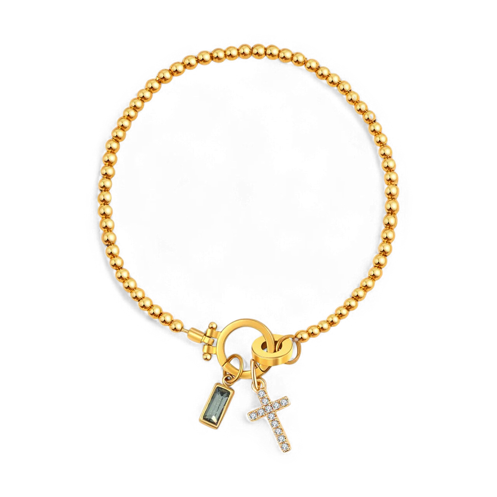 Cross Birthstone Bracelet