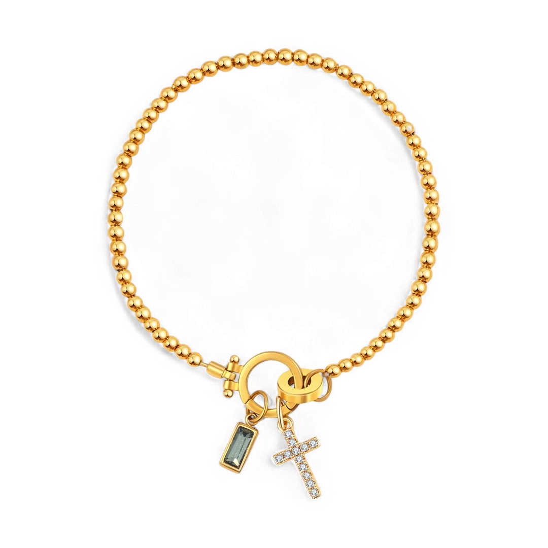 Cross Birthstone Bracelet