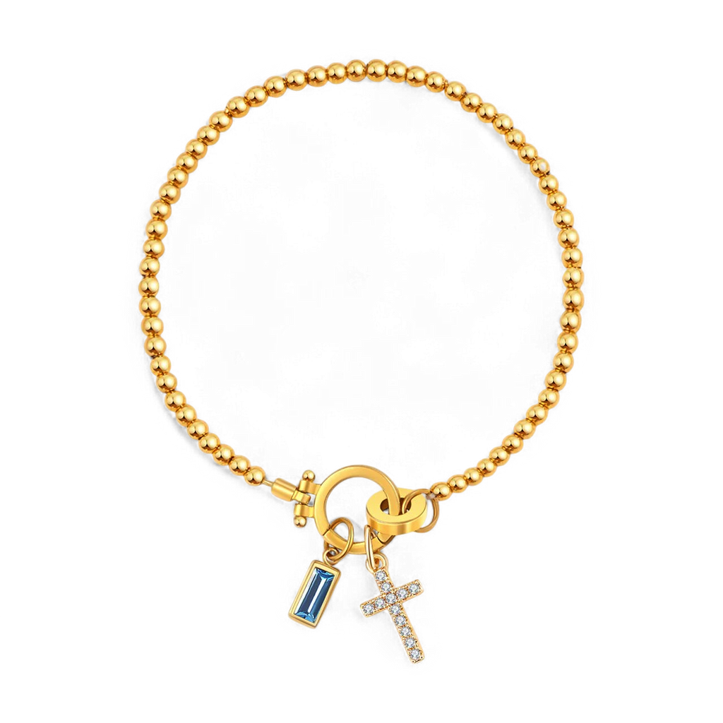 Cross Birthstone Bracelet