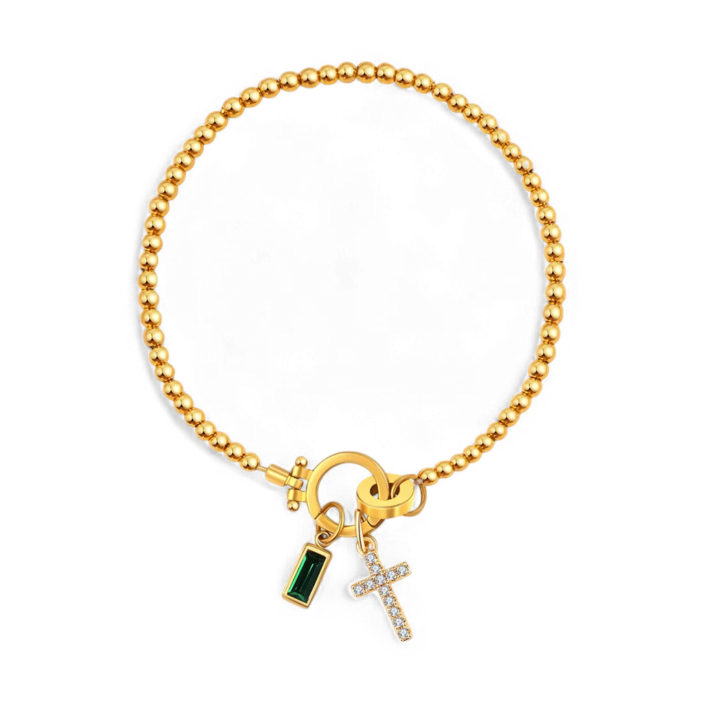 Cross Birthstone Bracelet