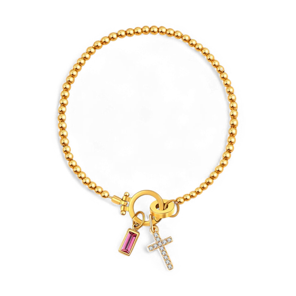 Cross Birthstone Bracelet