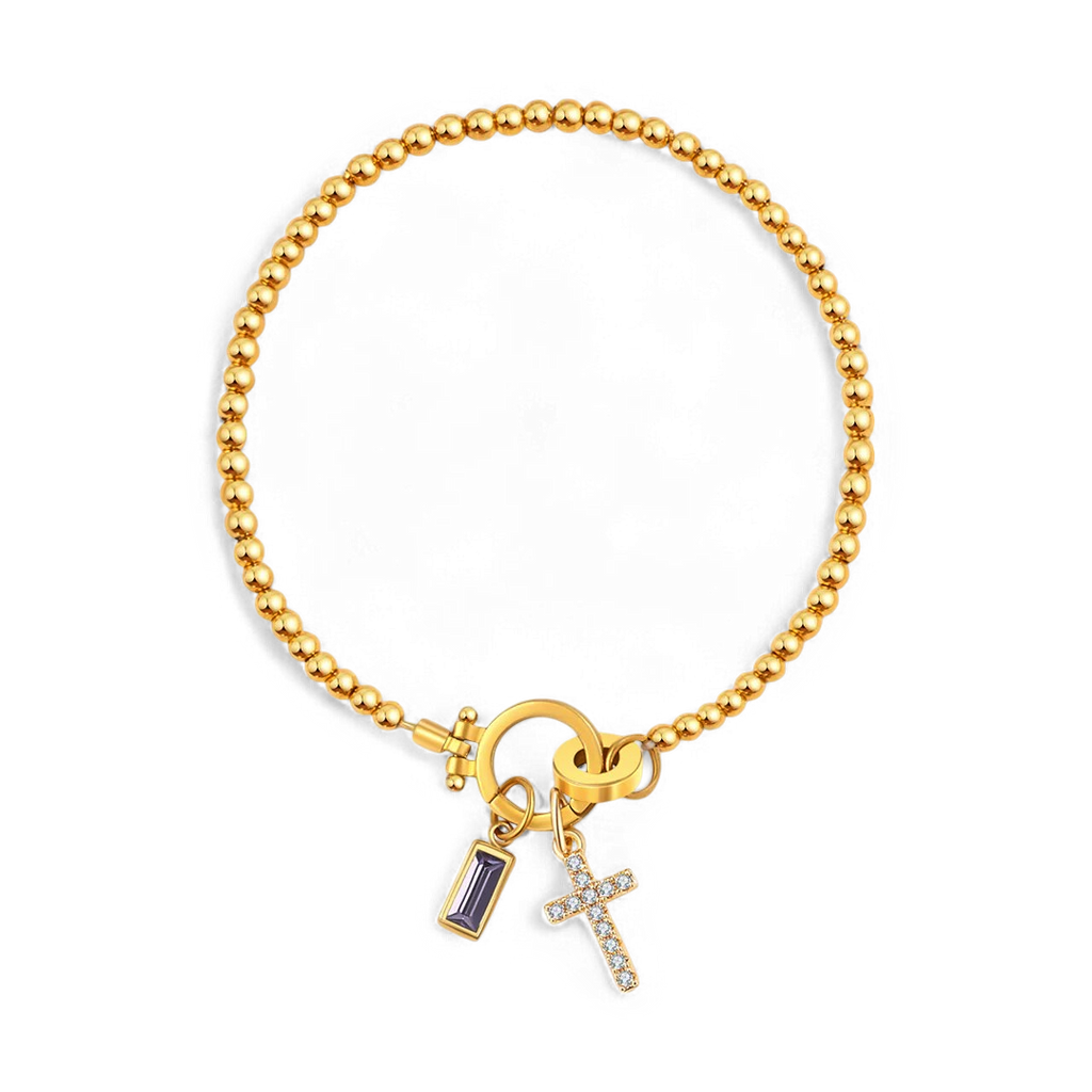 Cross Birthstone Bracelet