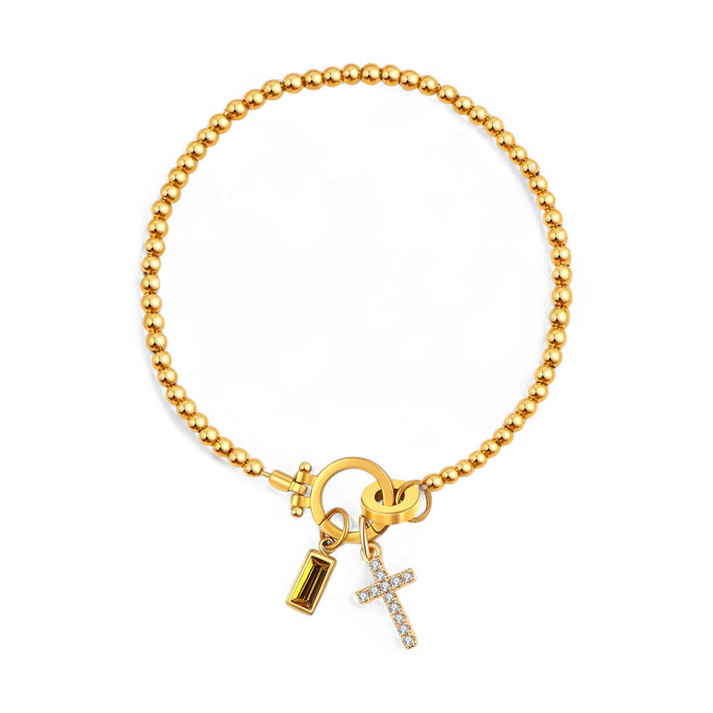Cross Birthstone Bracelet