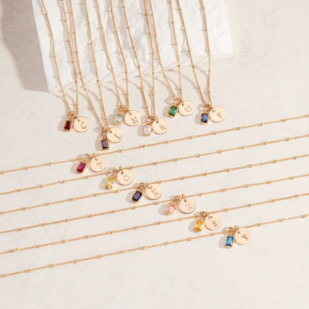 Savae Birthstone Initial Pendant
