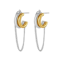 Dual Tone Chain Hoop Earrings