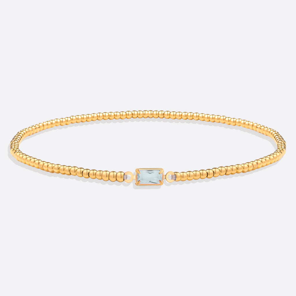 Gold Beaded Birthstone Bracelet