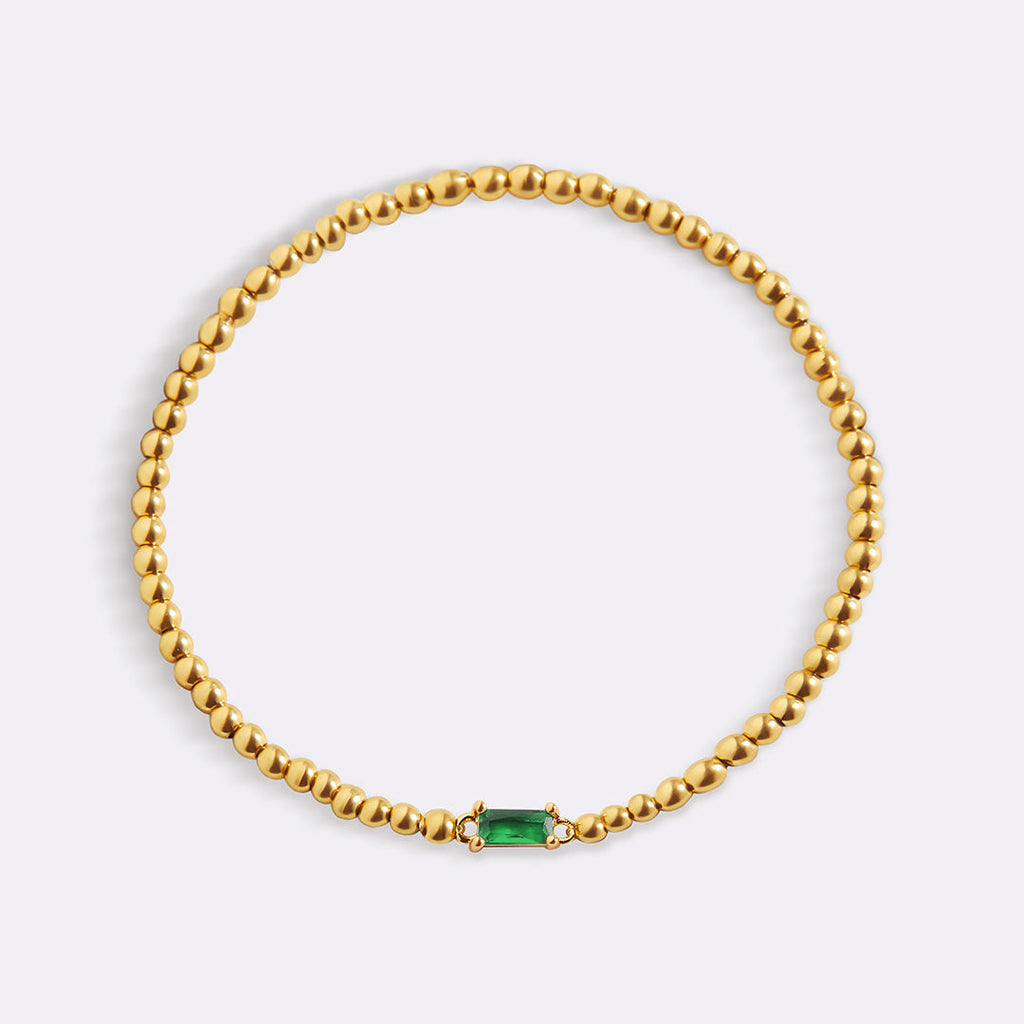 Gold Beaded Birthstone Bracelet