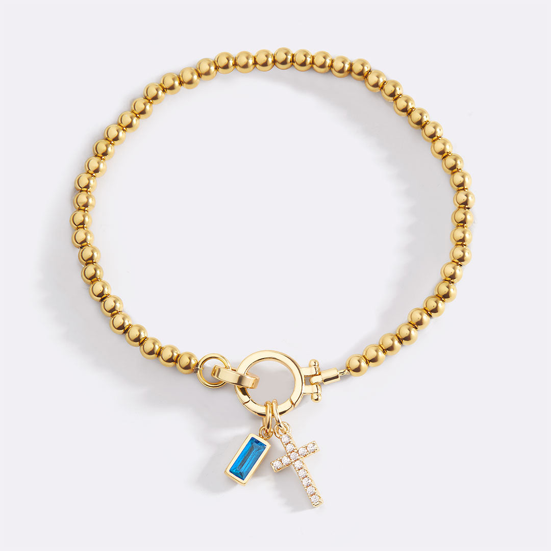 Cross Birthstone Bracelet