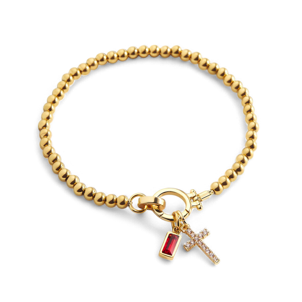 Cross Birthstone Bracelet