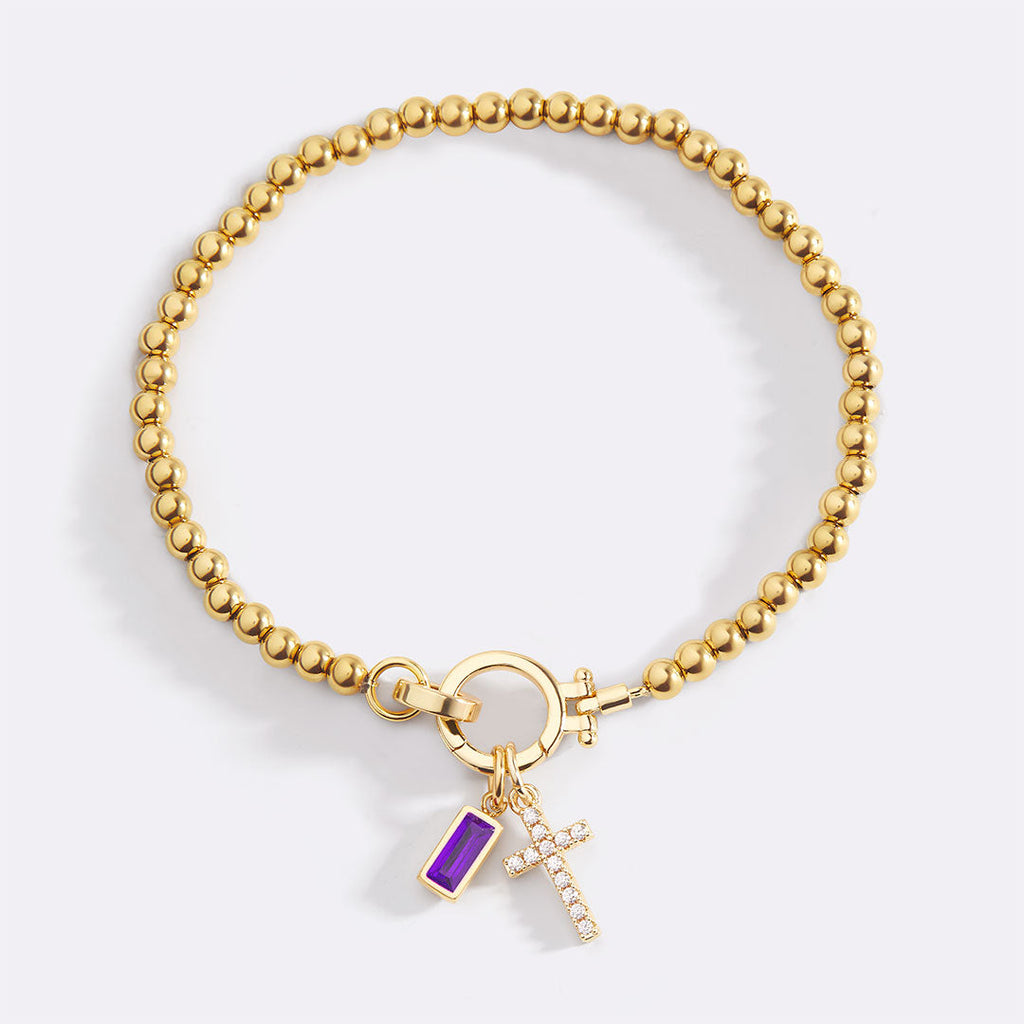 Cross Birthstone Bracelet