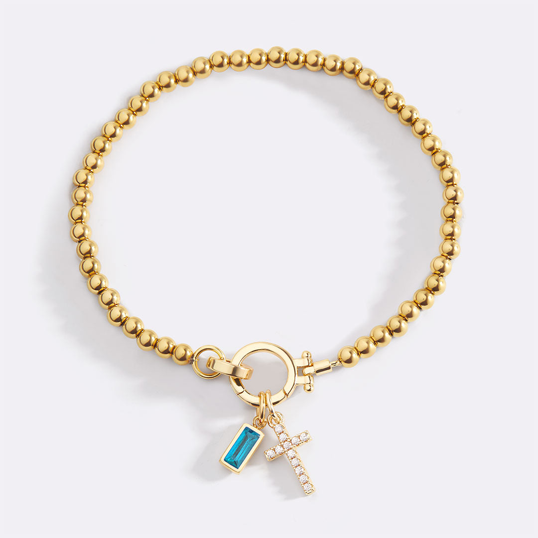 Cross Birthstone Bracelet