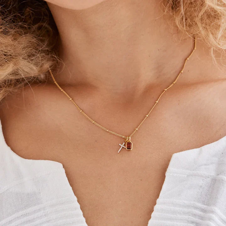 Birthstone Cross Necklace