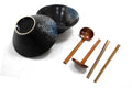 Ramen Bowl Set of 2 Includes Chopsticks & Spoons Blue | M&W	