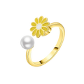 Adjustable Yellow Daisy Spinner Ring