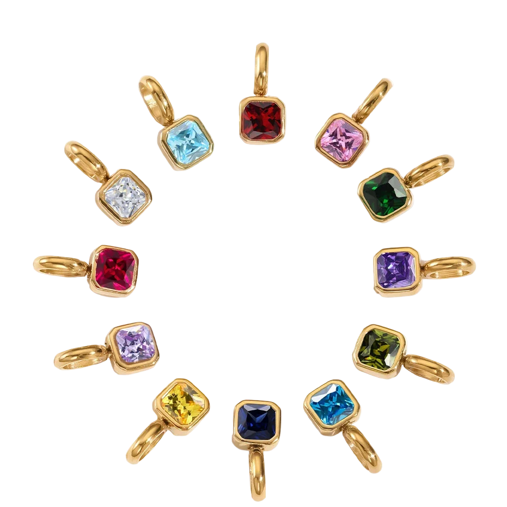 Octagon Birthstone Charms