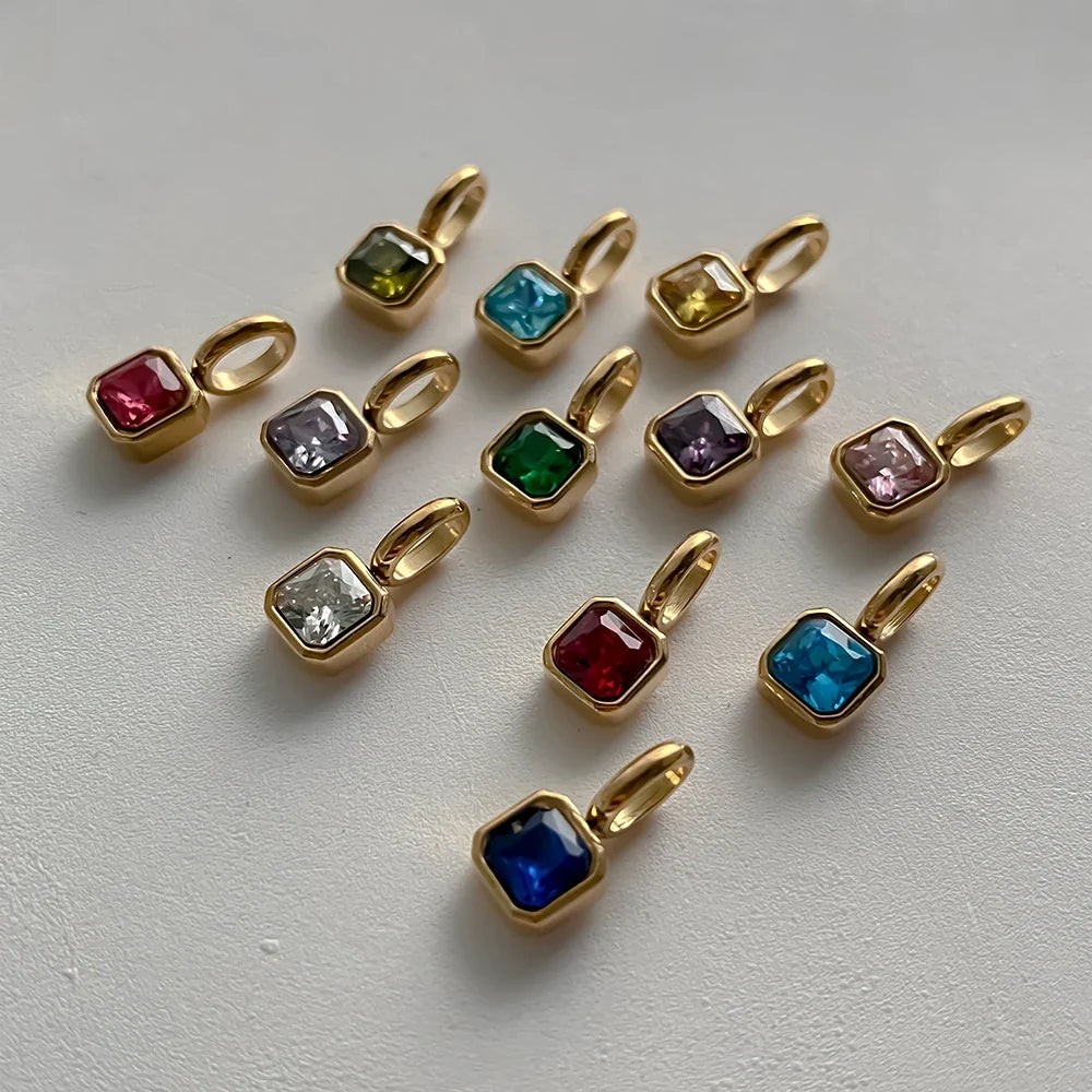 Octagon Birthstone Charms