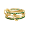 18K Elegant Gold Plated Stacked Rings with Green Stones