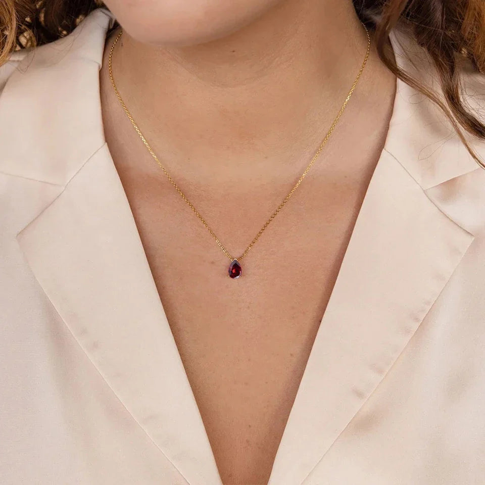 Teardrop Birthstone Necklace