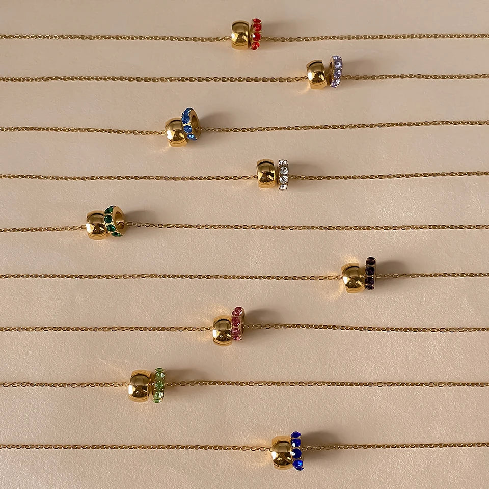 18K Gold Plated Birthstone Charm Necklace