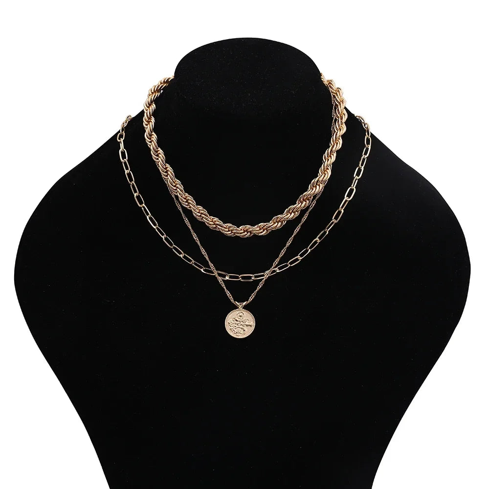 18K Gold Spiral Twist Rope Chain Necklace
