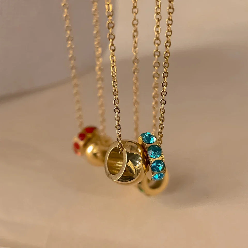 18K Gold Plated Birthstone Charm Necklace