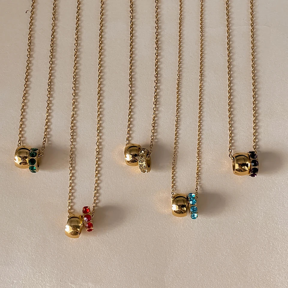 18K Gold Plated Birthstone Charm Necklace