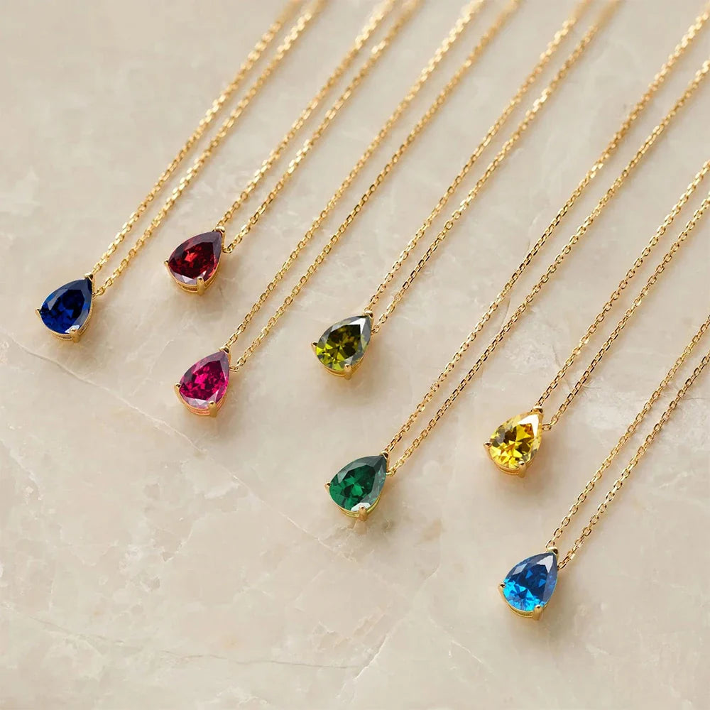 Teardrop Birthstone Necklace