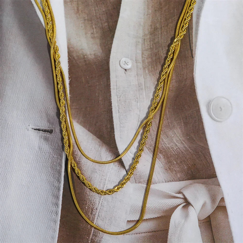 18K Gold Plated Layered Chain Necklace